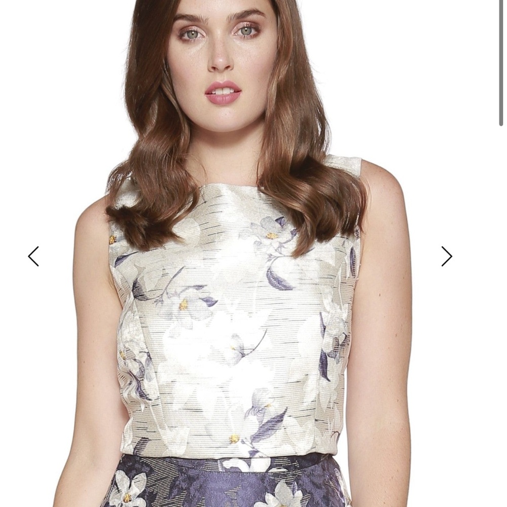 Anthropologie Floral Sleeveless Top - White and navy